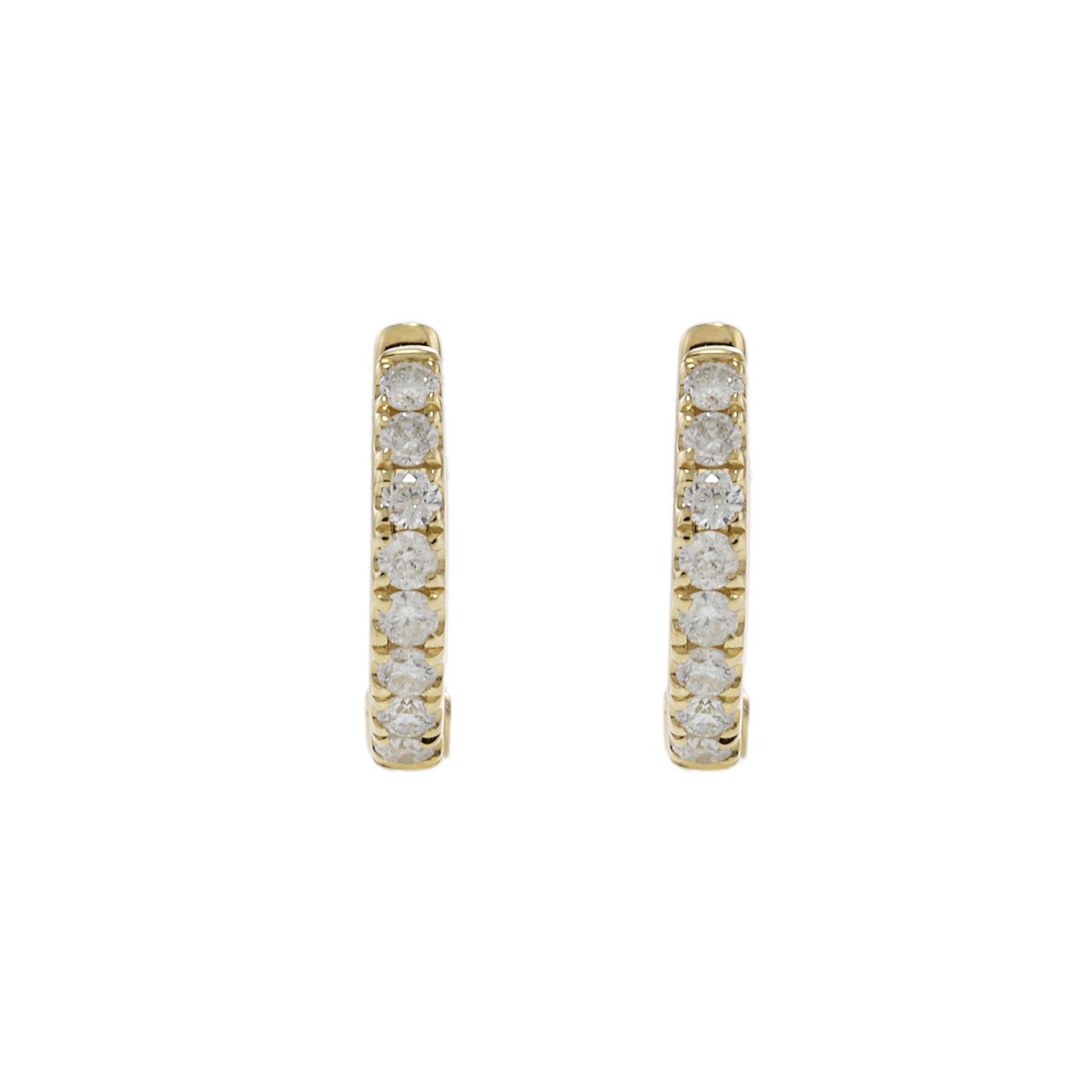 14KT Yellow Gold Diamond Huggie Earrings