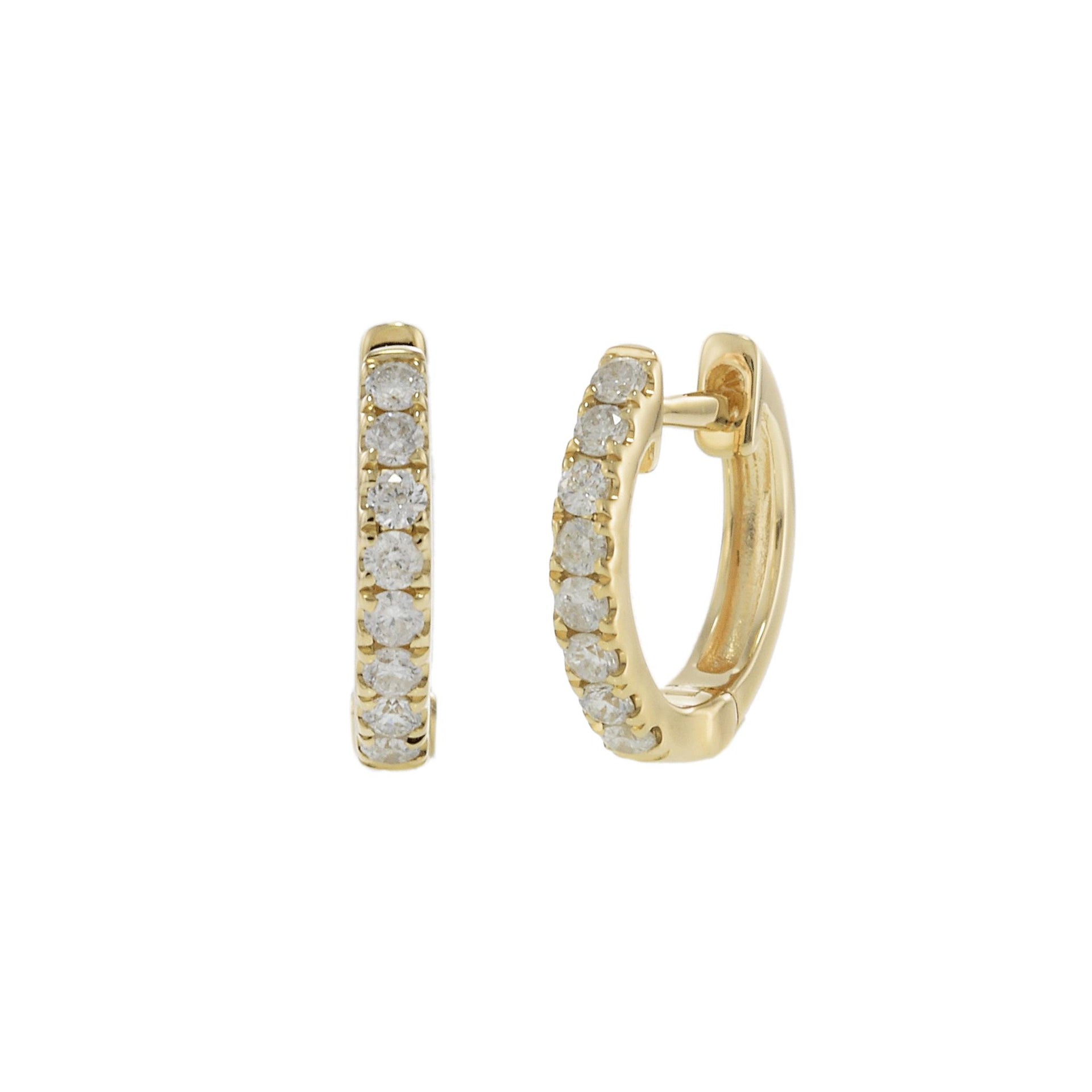 14KT Yellow Gold Diamond Huggie Earrings