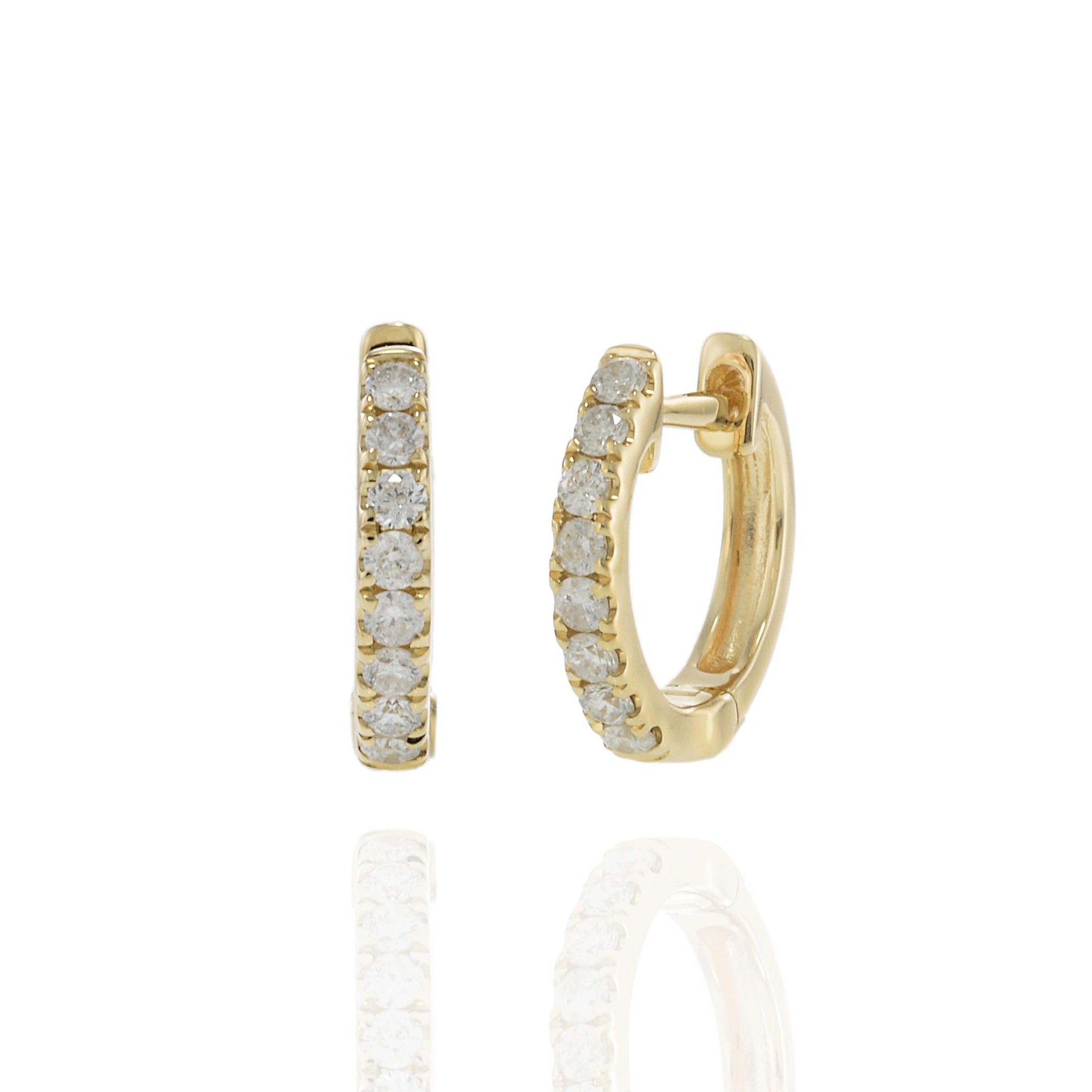 14KT Yellow Gold Diamond Huggie Earrings