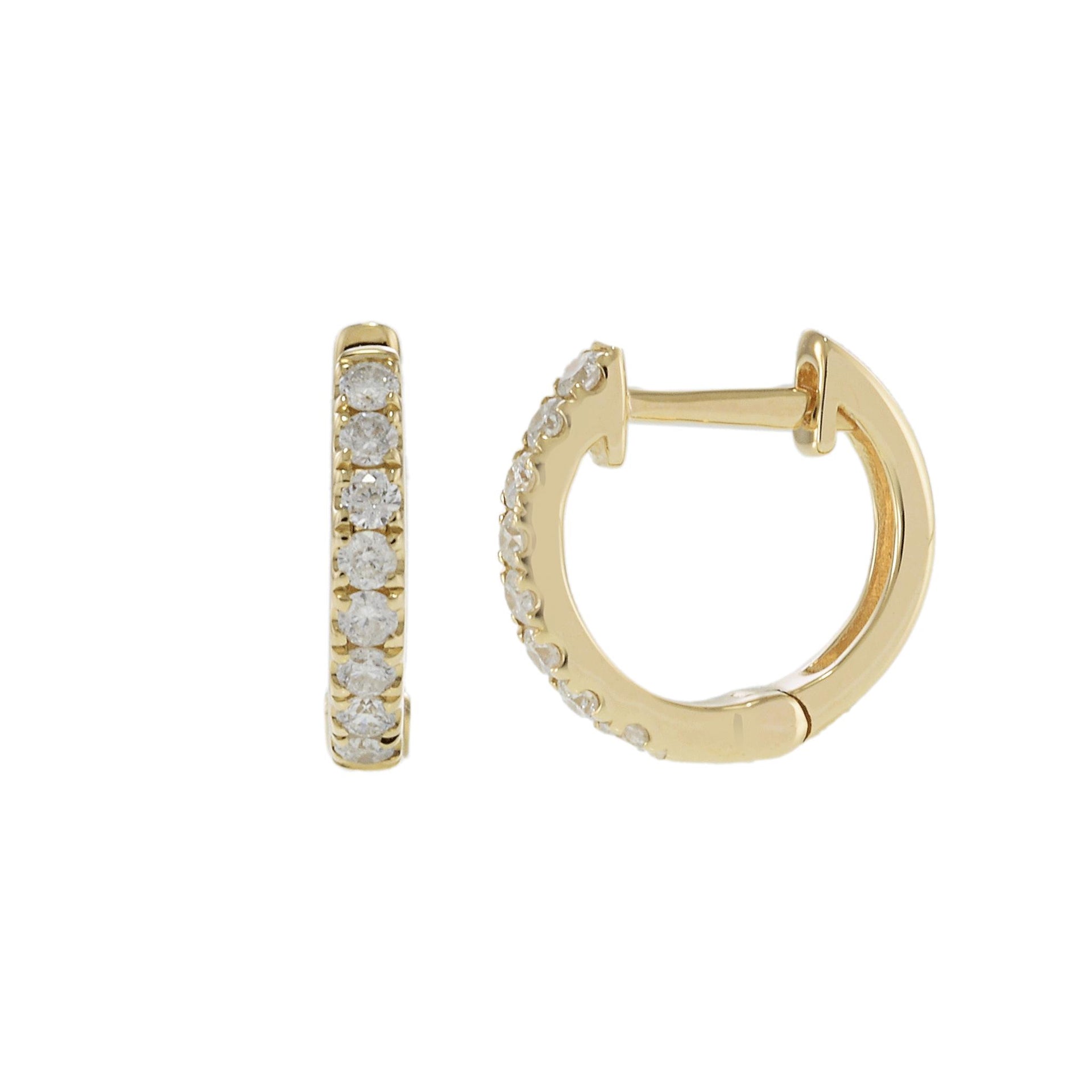 14KT Yellow Gold Diamond Huggie Earrings