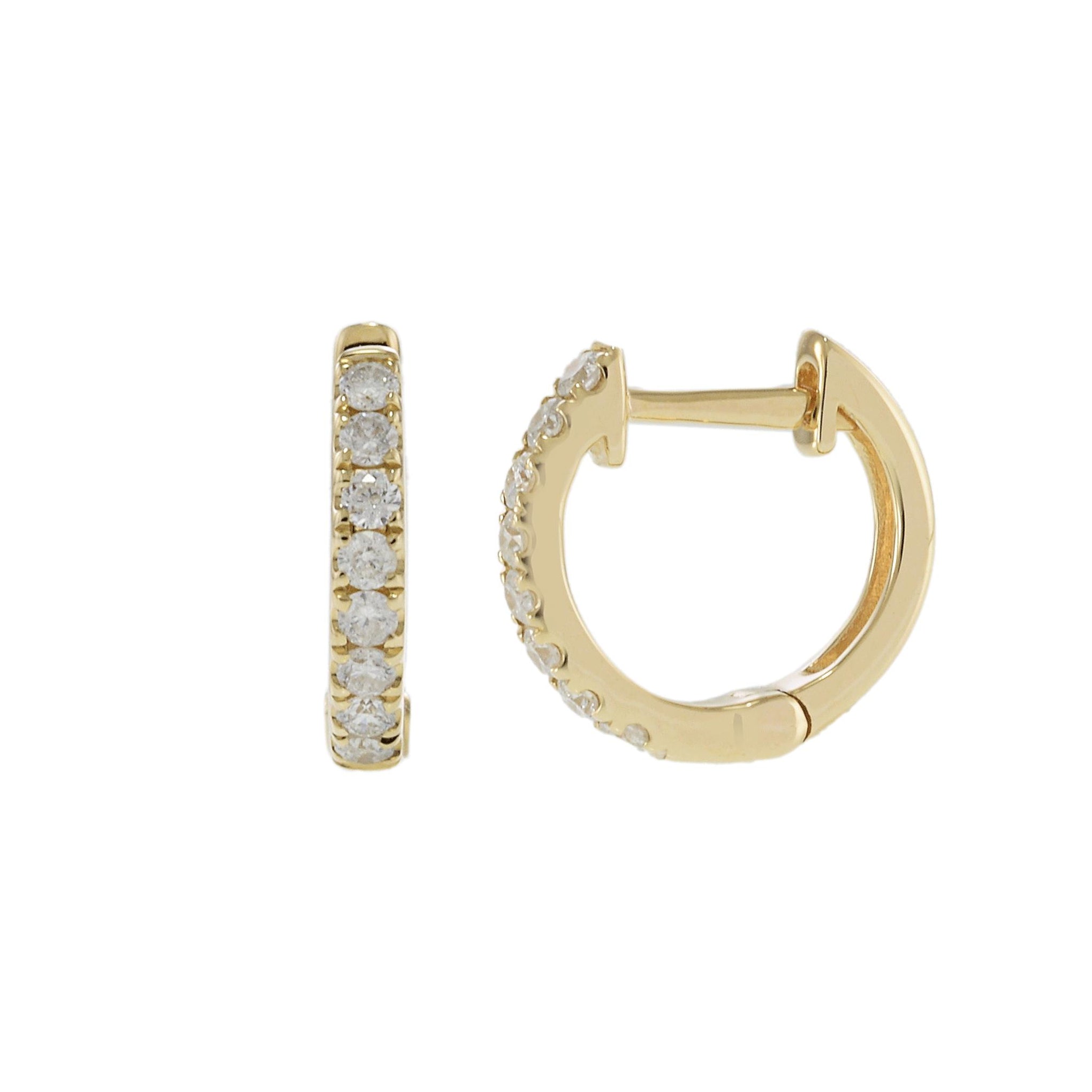 14KT Yellow Gold Diamond Huggie Earrings