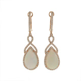 14KT Rose Gold Pear Opal and Diamond Drop Earrings