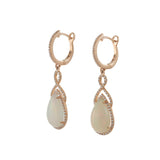 14KT Rose Gold Pear Opal and Diamond Drop Earrings