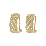 14KT Yellow Gold Diamond Cuban Link Huggie Earrings