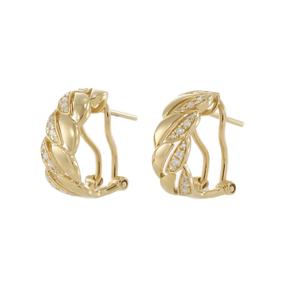 14KT Yellow Gold Diamond Cuban Link Huggie Earrings