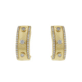 14KT Yellow Gold Bezel Set Diamond Huggie Hoop Earrings
