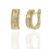 14KT Yellow Gold Bezel Set Diamond Huggie Hoop Earrings
