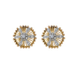 Victorian Era 18KT Yellow Gold And Platinum Diamond Circle Beaded Earrings