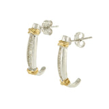14KT White and Yellow Gold Two-Tone Diamond Half-Hoop Earrings