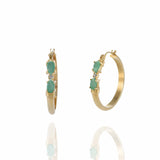 10KT Yellow Gold Emerald Hoop Earrings Emeralds