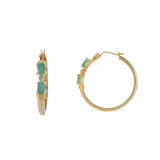 10KT Yellow Gold Emerald Hoop Earrings Emeralds