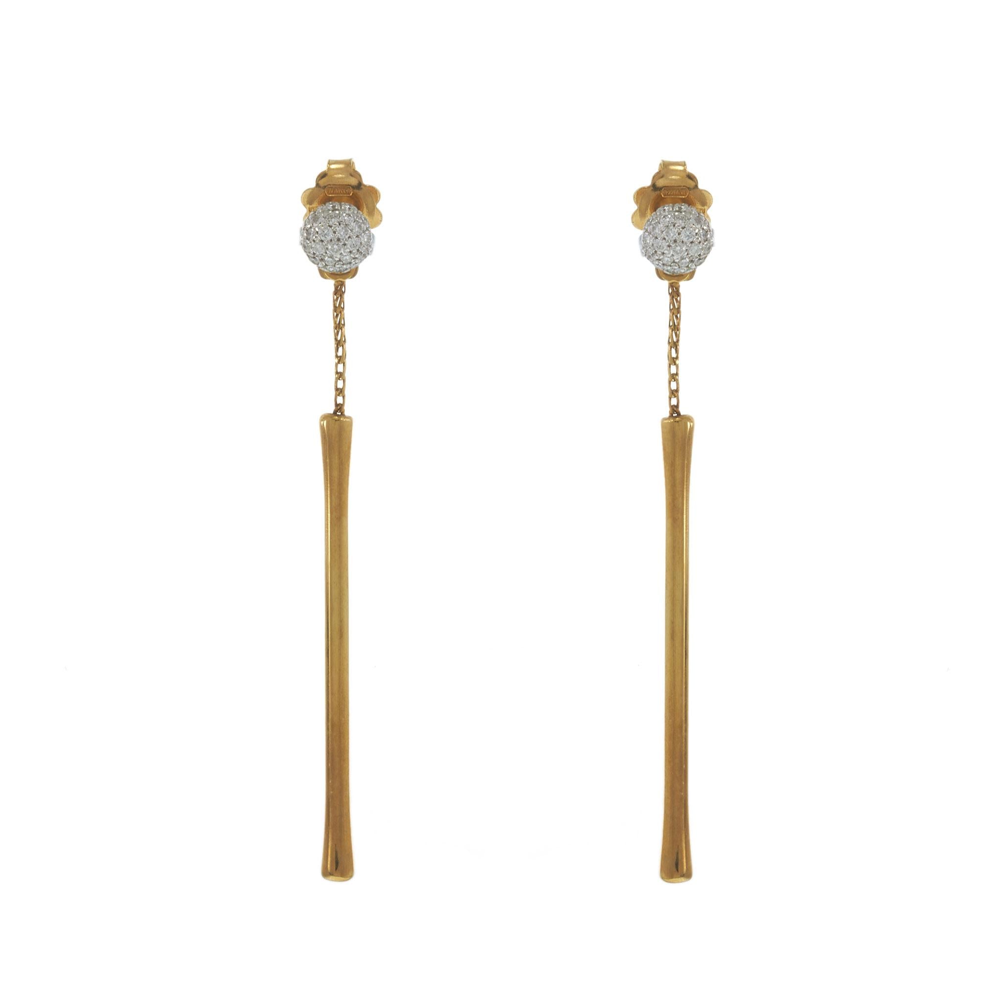 Chimento 18KT Yellow Gold Bamboo Flirt Earrings with Diamond Beads