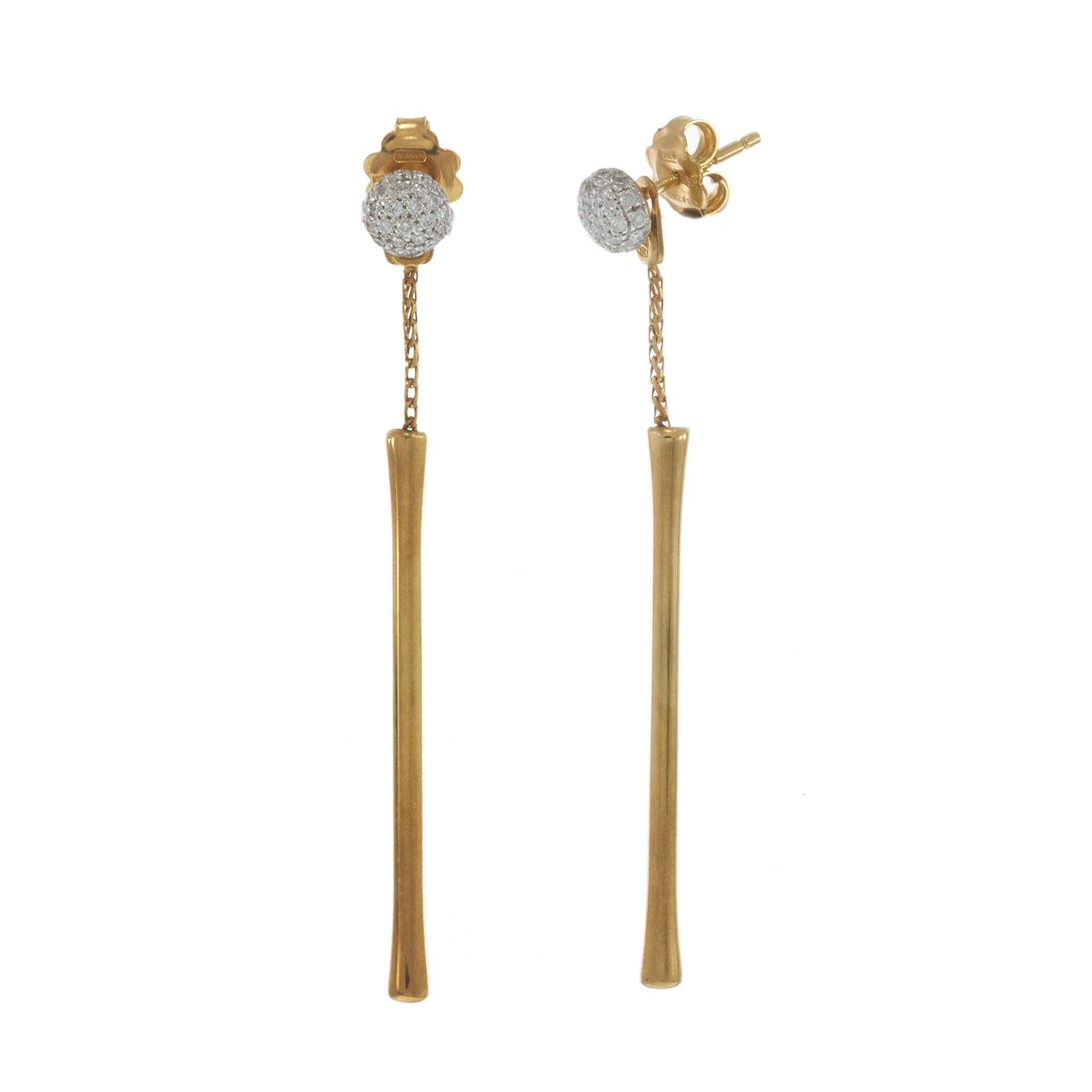 Chimento 18KT Yellow Gold Bamboo Flirt Earrings with Diamond Beads