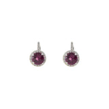 14KT White Gold Rubellite Tourmaline And Diamond Earrings