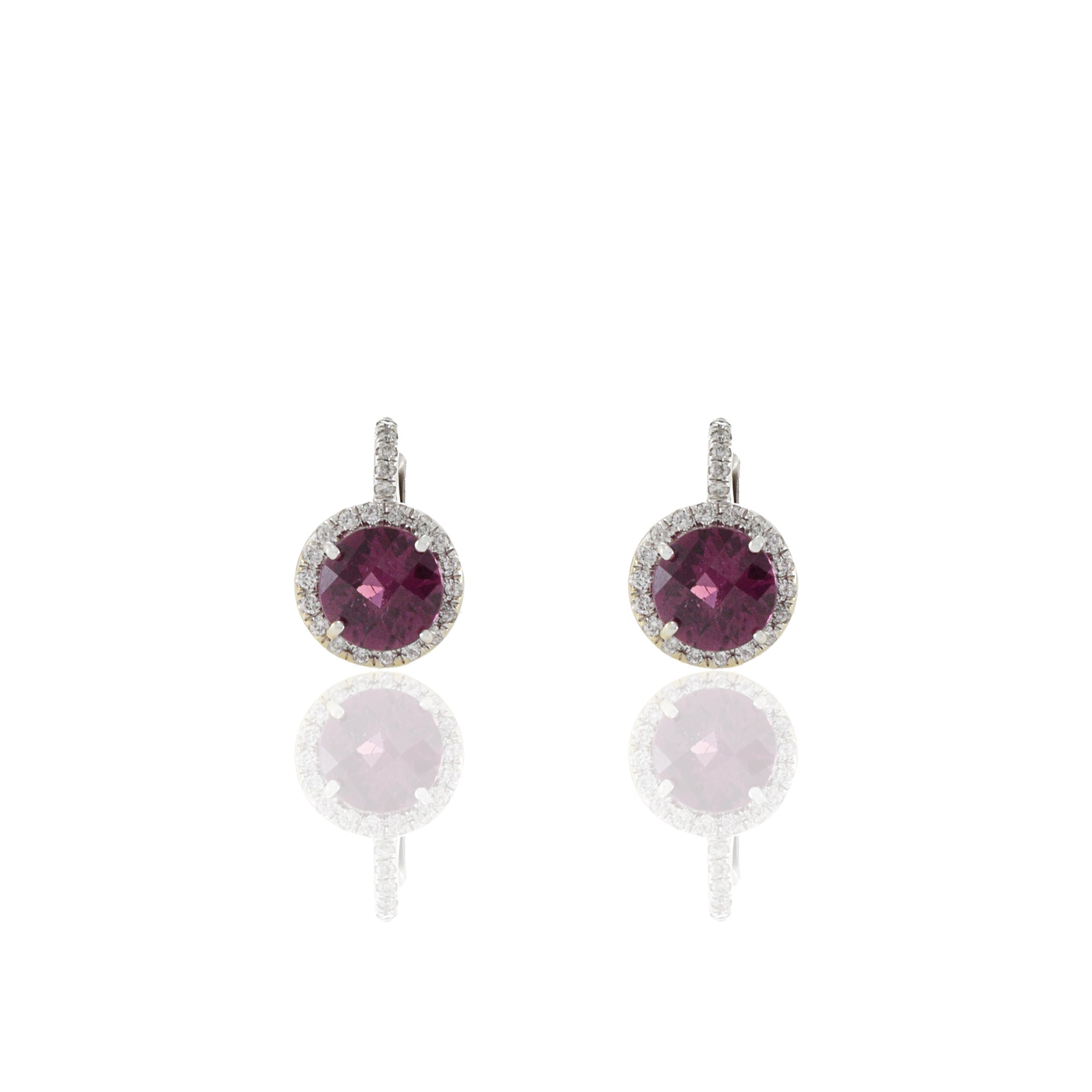 14KT White Gold Rubellite Tourmaline And Diamond Earrings