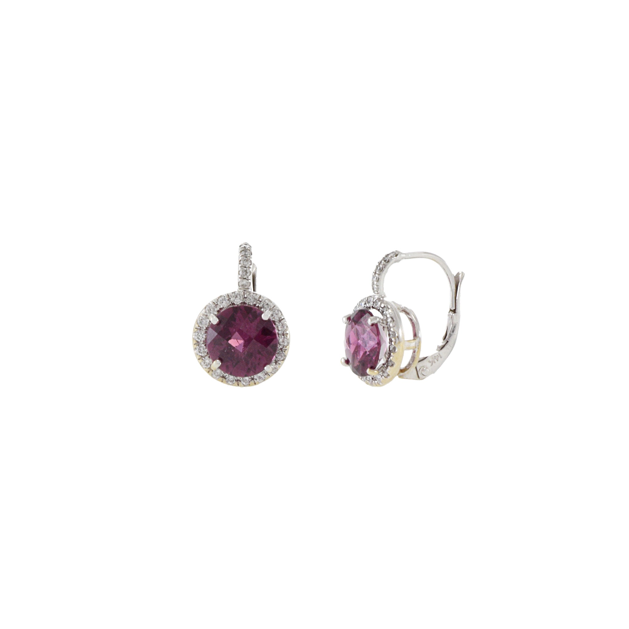 14KT White Gold Rubellite Tourmaline And Diamond Earrings