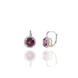 14KT White Gold Rubellite Tourmaline And Diamond Earrings