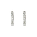 14KT White Gold Emerald-Cut Diamond Huggie Earrings