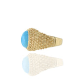 Vintage 1970s 14KT Yellow Gold Turquoise Ring