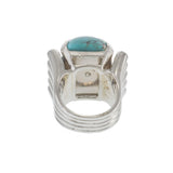 Vintage Retro Era 14KT White Gold Turquoise & Blue Sapphire Cocktail Ring