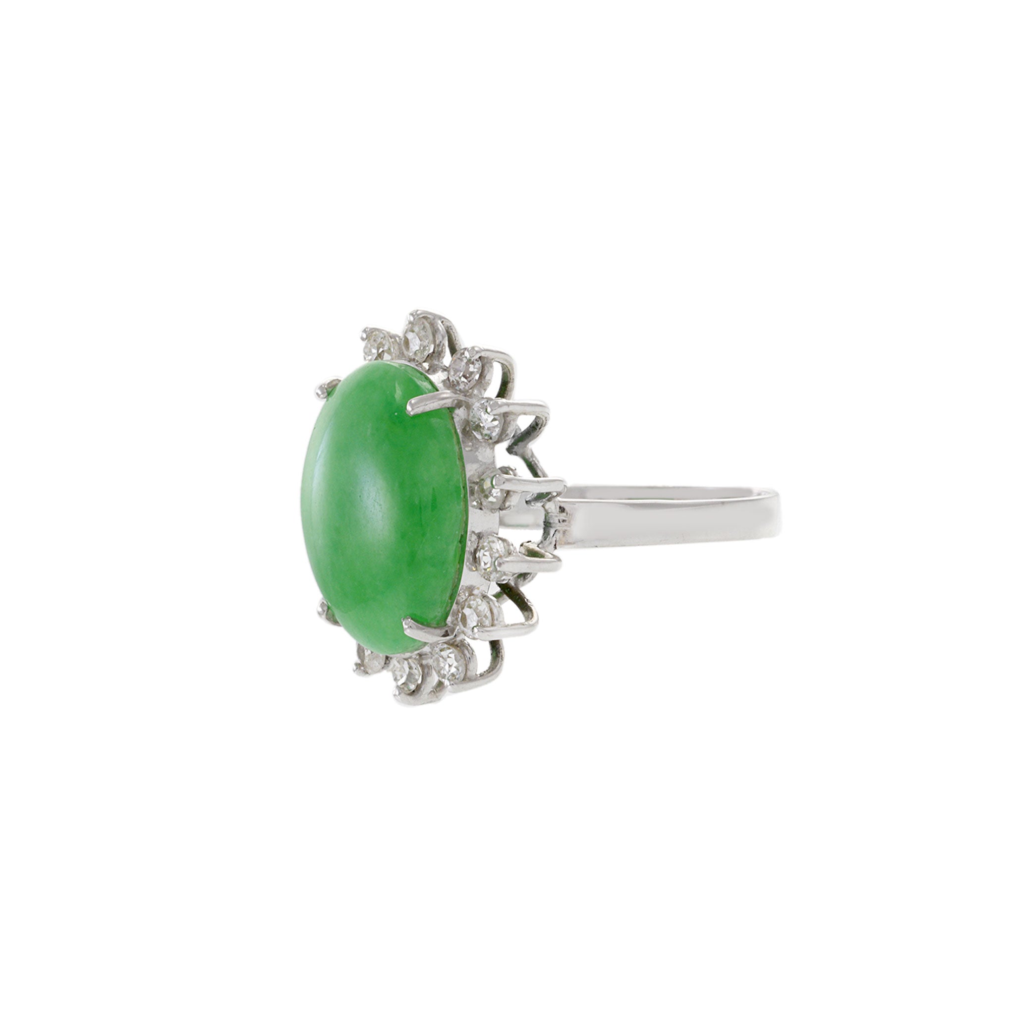 Vintage Jade And Diamond Ring