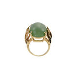 Estate Retro Era 18KT Yellow Gold Genuine Opal Jade Ring