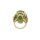 Estate Retro Era 18KT Yellow Gold Genuine Opal Jade Ring