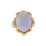 Estate 14KT Yellow Gold Lavender Jade And Diamond Ring