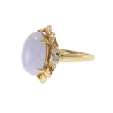 Estate 14KT Yellow Gold Lavender Jade And Diamond Ring