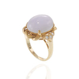 Estate 14KT Yellow Gold Lavender Jade And Diamond Ring
