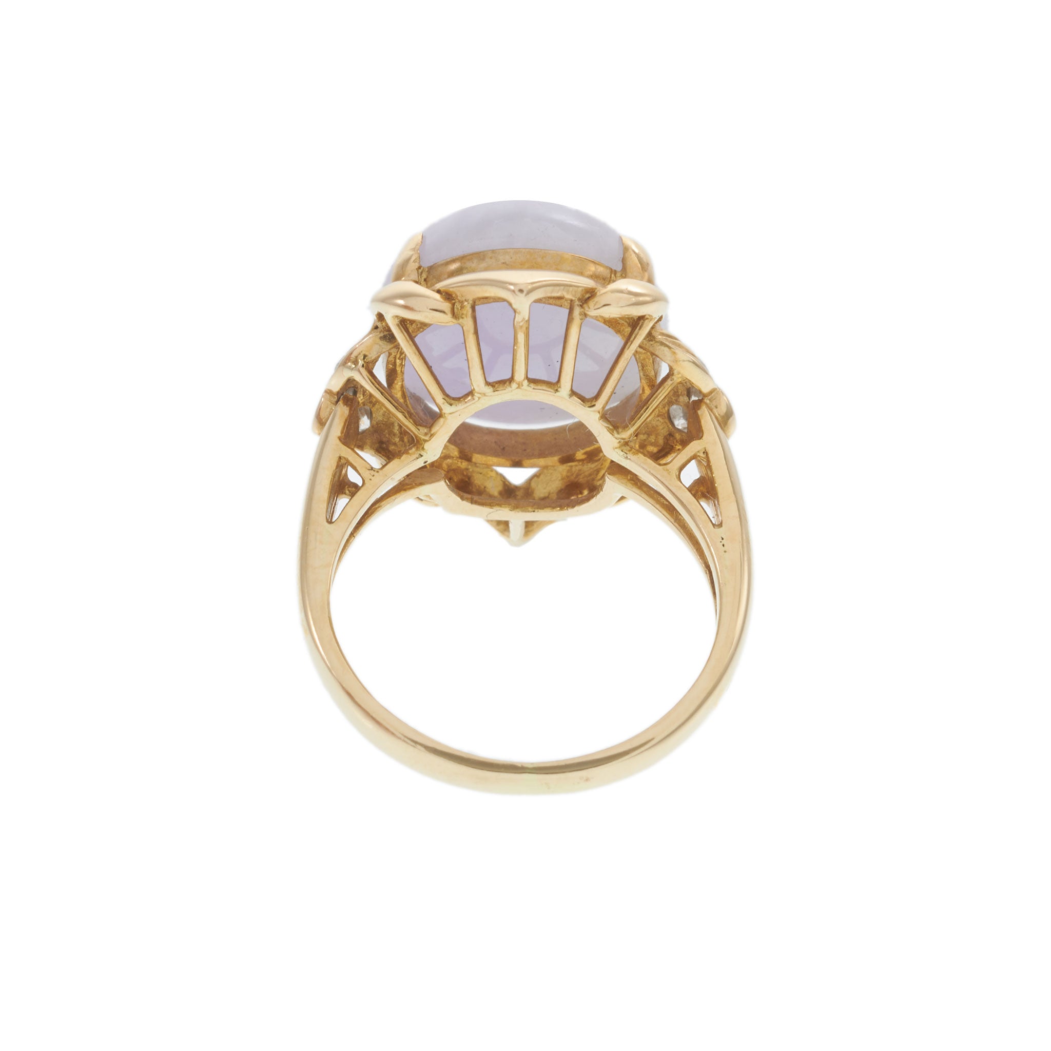 Estate 14KT Yellow Gold Lavender Jade And Diamond Ring