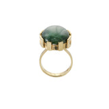 Estate 1970s 18KT Yellow Gold Oval Green Jade Ring