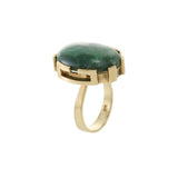 Estate 1970s 18KT Yellow Gold Oval Green Jade Ring