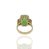 14KT Yellow Gold Retro Era Jade And Diamond Ring