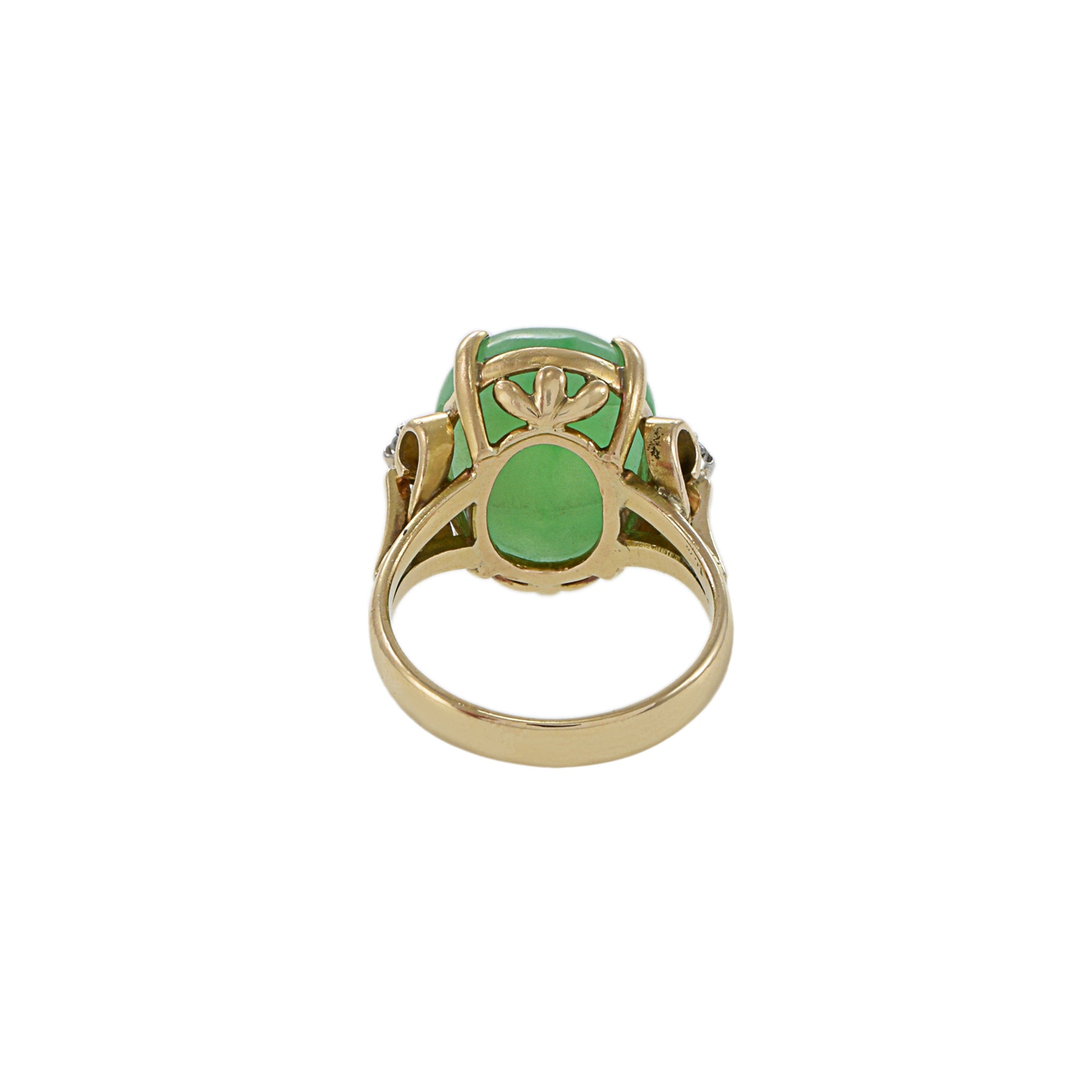 14KT Yellow Gold Retro Era Jade And Diamond Ring