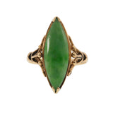 Victorian Era 14K Gold Marquise-Cut Jade Ring