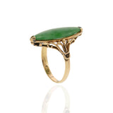 Victorian Era 14K Gold Marquise-Cut Jade Ring