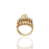 Vintage Antique Victorian Era 18KT Yellow Gold And Platinum Pearl Diamond Ring