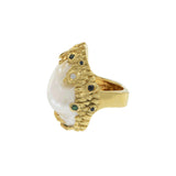 Vintage Retro Era 18KT Yellow Gold Baroque Pearl Ring