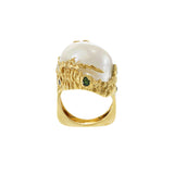 Vintage Retro Era 18KT Yellow Gold Baroque Pearl Ring