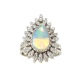 Vintage Retro Era Opal and Diamond Ring