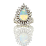 Vintage Retro Era Opal and Diamond Ring