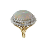 Vintage 18KT Yellow Gold Opal & Diamond Cocktail Ring