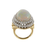 Vintage 18KT Yellow Gold Opal & Diamond Cocktail Ring