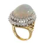 Vintage 18KT Yellow Gold Opal & Diamond Cocktail Ring
