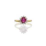 Vintage 14KT Yellow Gold Ruby And Diamond Ring