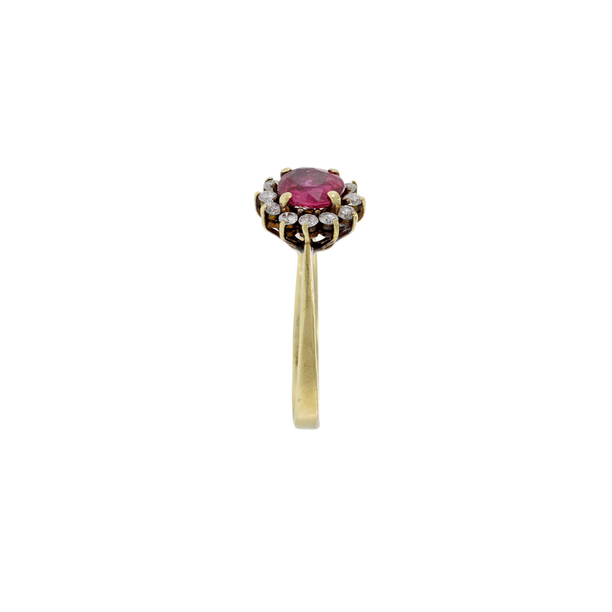 Vintage 14KT Yellow Gold Ruby And Diamond Ring