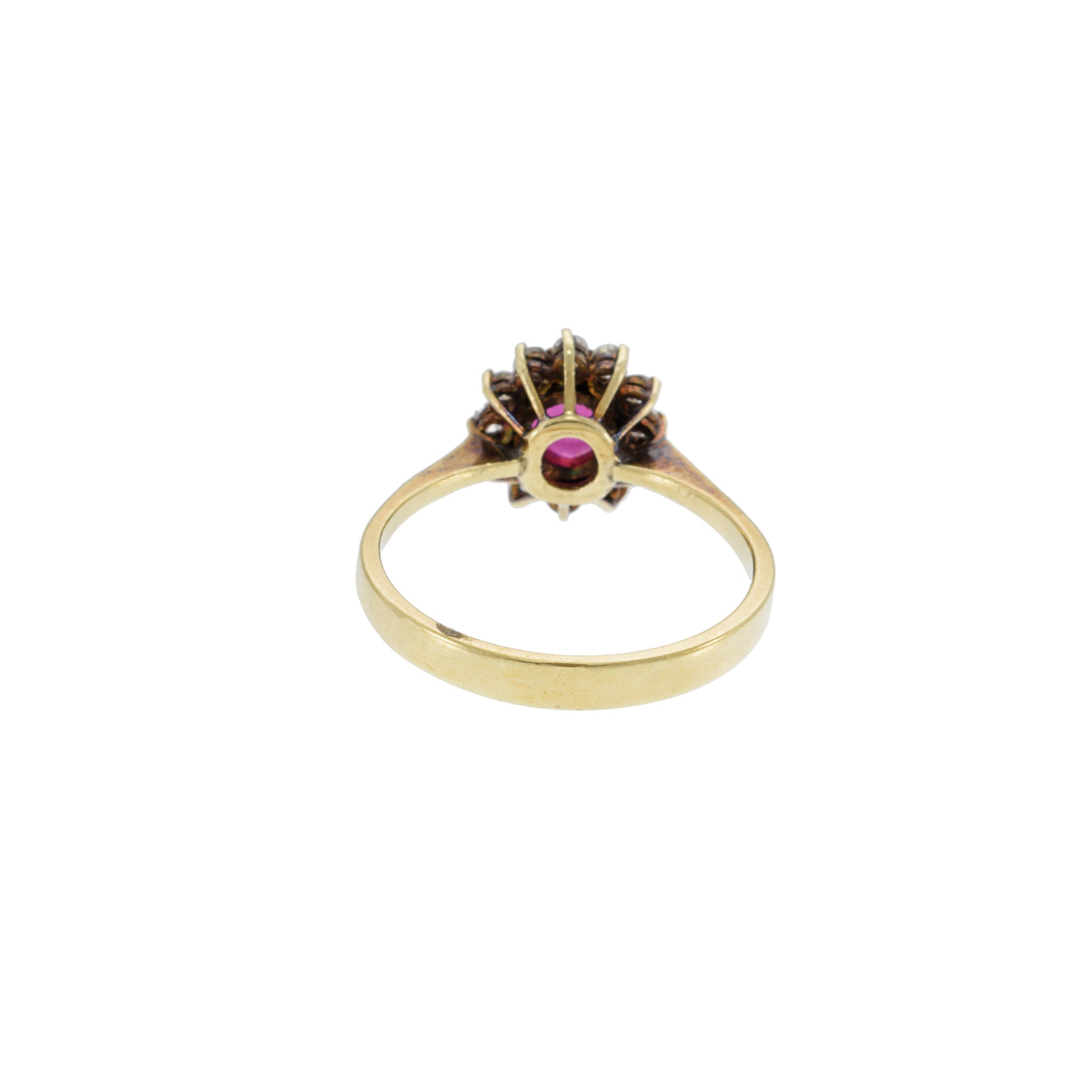 Vintage 14KT Yellow Gold Ruby And Diamond Ring