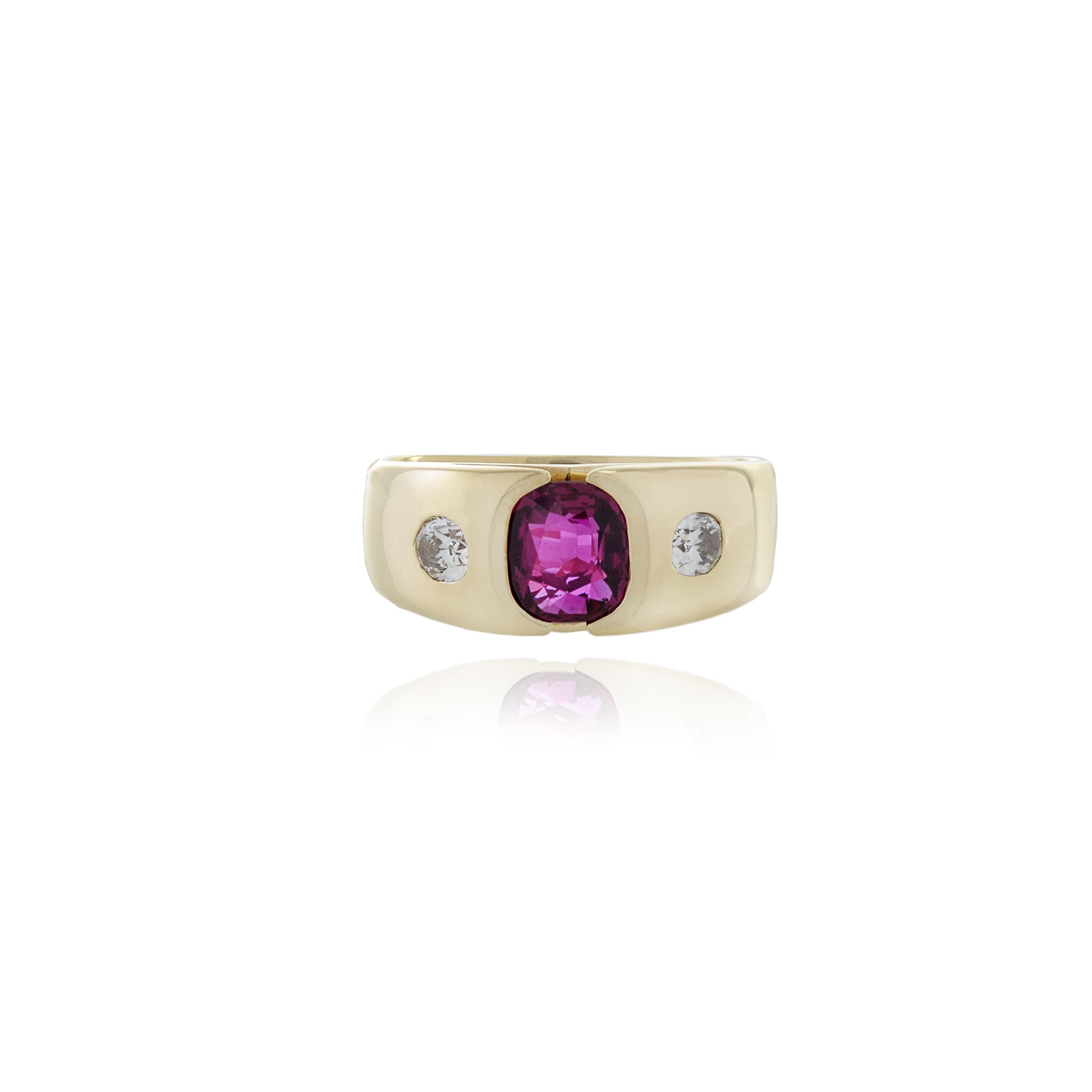 Estate 14KT Yellow Gold Ruby And Diamond Ring