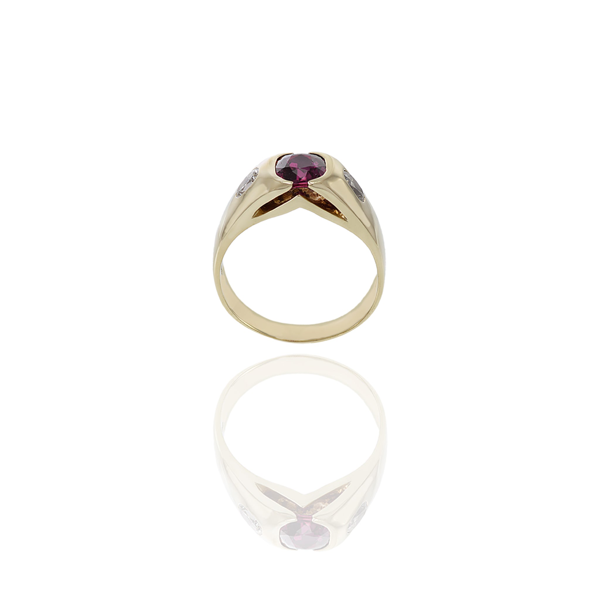 Estate 14KT Yellow Gold Ruby And Diamond Ring